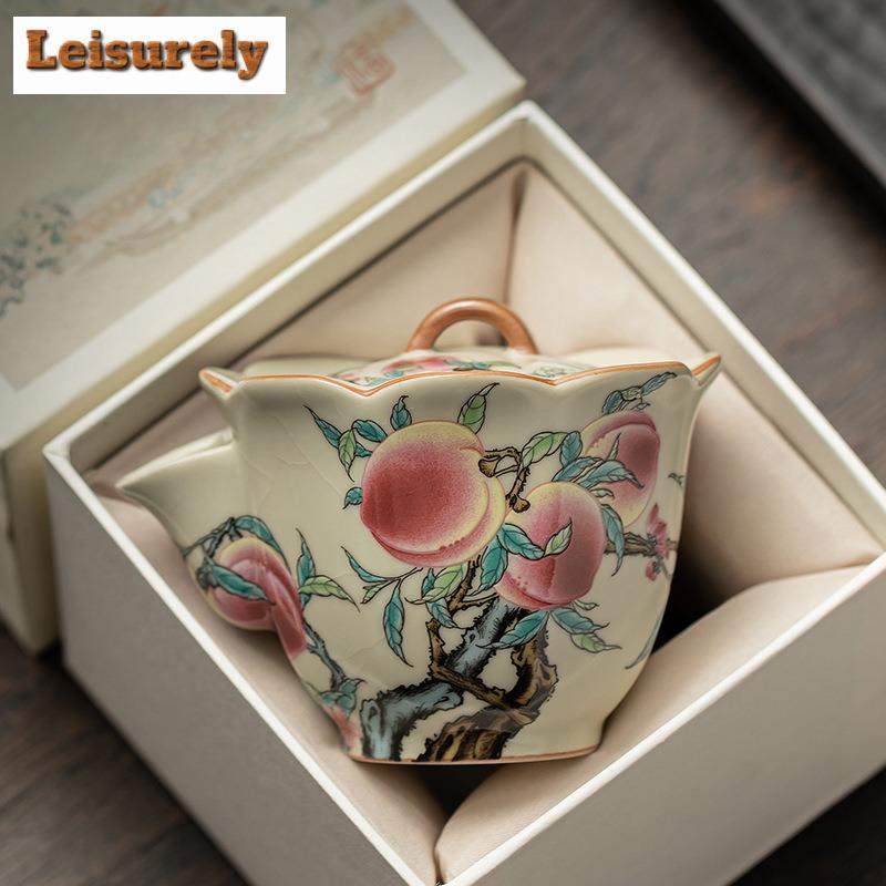 100 мл китайский фарфоровый чайник Ru Kiln эстетичный горшок с девятью персиковыми цветами чайник для заваривания чая чайная утварь аксессуары украшения