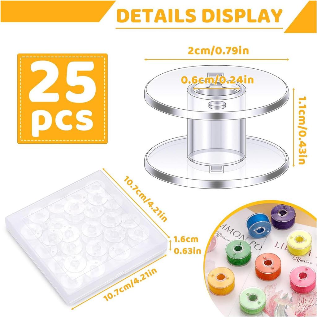 Шпульки для швейной машины 25 штук Инструменты для швейной машины Шпульки класса 15 Для рукоделия Ювелирных изделий Взрослой одежды Бусин Шкафа