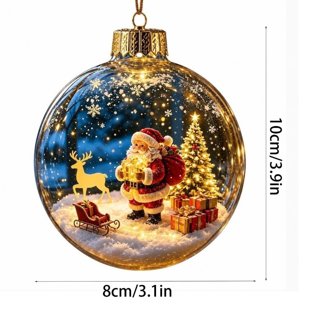 Acrylic Clear Christmas Bauble Ornament Sleigh Reindeer Santa Snowman Deer Pendant Family Holiday