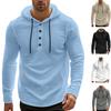 Spring and Autumn Long Sleeve Men's T-shirt Linen Thin Staple Button Hoodie Loose Casual Shirt Men