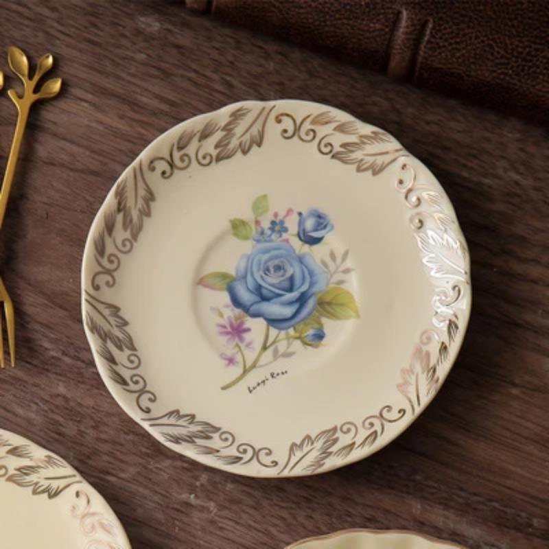 European-style Household Ceramic Snack Plate Creative Dessert Plate Restaurant Tableware Kitchen Supplies Decorative Meal Plate