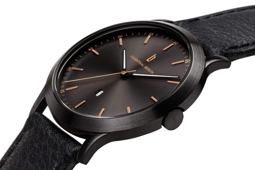 Lilianthal Berlin Сделано в черном Мужские часы, Дата, Германия, H01-105-B004CB,