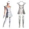 Bodysuit Space Silver Costume Halloween Cosplay Party Show Set Dress