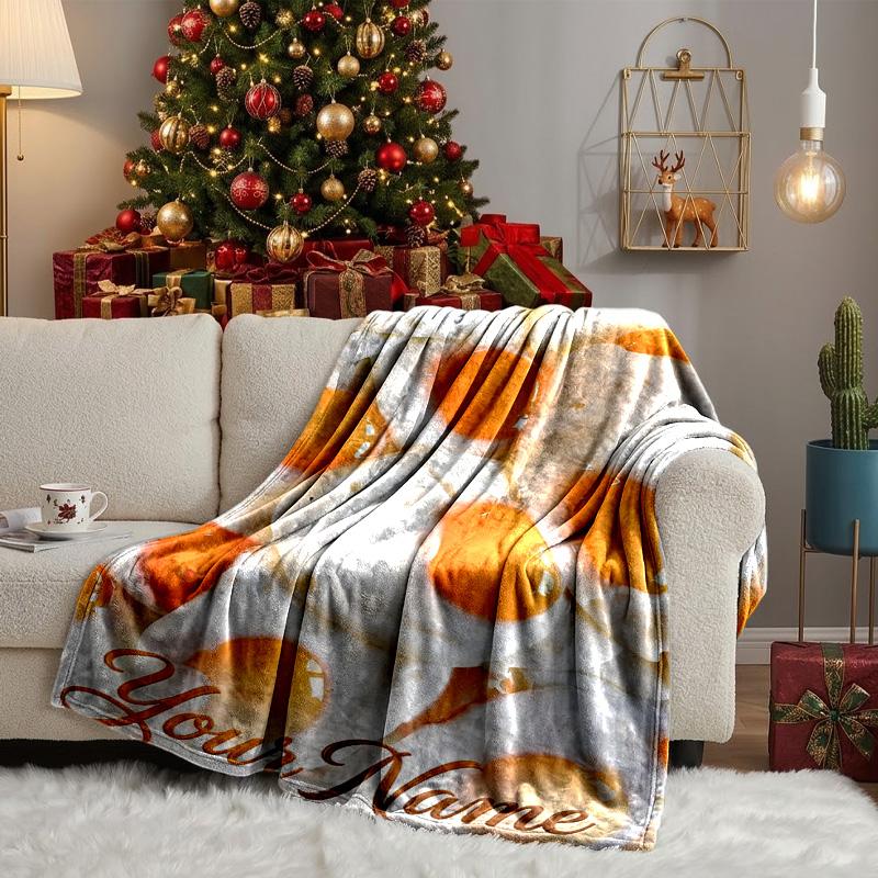 Custom Name Egg Yolk Delight Blanket Bedding Blanket for Women Men, Soft Throw Blankets for Couch,Bed, picnic, Christmas gifts