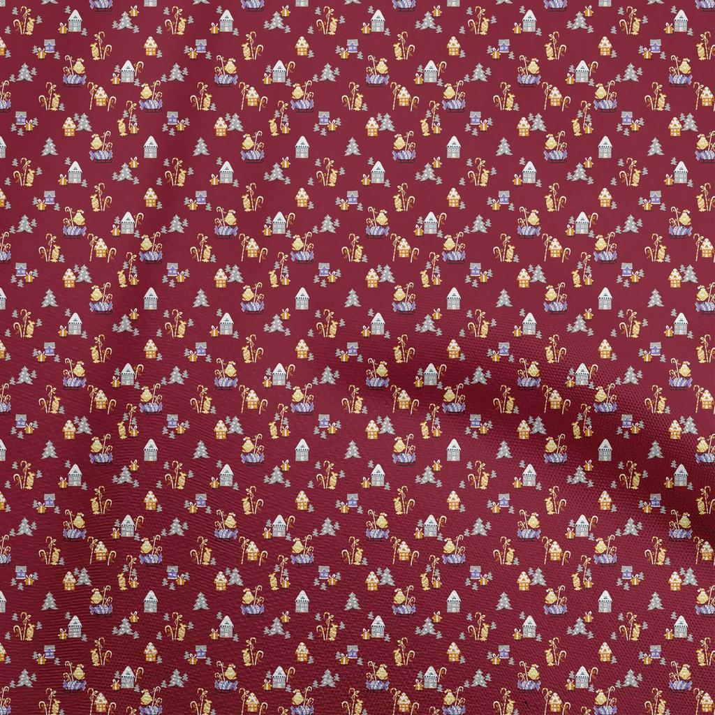 oneOone Cotton Flex Maroon Fabric Christmas Quilting Supplies Print Sewing Fabric By The Yard 40 Inch