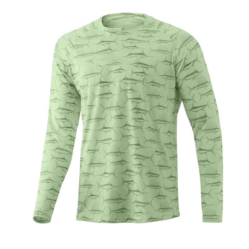 Мужская камуфляжная персонализированная спортивная одежда для рыбалки с длинными рукавами, высококачественный топ с круглым вырезом, футболка с защитой от солнца для бега