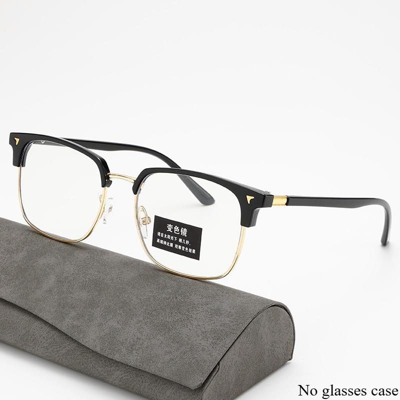 Photochromic Anti Radiation Glasses for Men and Women Simple Square Anti-blue Transition Eyeglasses Outdoor Shade Sunglasses