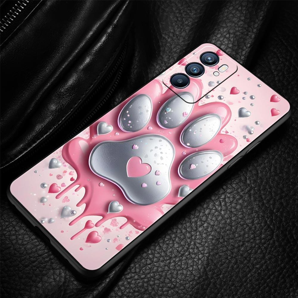 Og Paw Print Aesthetics Phone Case For Oppo Reno 13 12 11 10 7 F Find X5 X6 A98 A80 A79 A78 A57 A54 A31 A17 Pro Soft TPU Cover