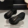Fashion Women's Outdoor Slippers 2025 New Summer Slope Heel Beach Slippers Transparent Strap High Heel Thick Bottom Straight Sandals