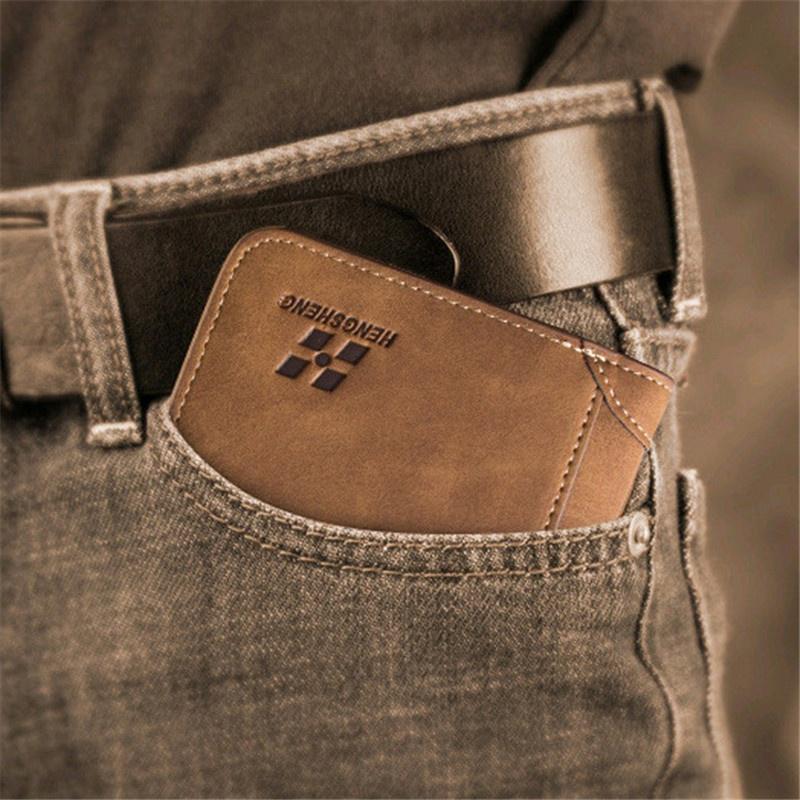 Men Pu Leather Id Credit Card Holder Clutch Bifold Coin Purse Wallet Pockets High Quality