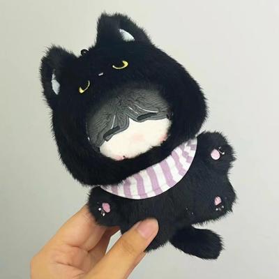 Плюшевый костюм кигуруми черного кота с манишкой для 10-сантиметровых плюшевых игрушек, плюшевая одежда, аксессуары кигуруми, отаку-активности, талисман куклы, костюм Kpopdoll
