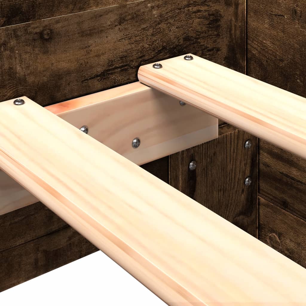 Bed Frame without Mattress Smoked Oak Finish 100 x 200 cm Engineered Wood
