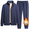 Winter Thick Velvet Warm Sports Suit Men's Austrian Grain Fleece Stand Collar Cotton Hoodie Two-piece Set