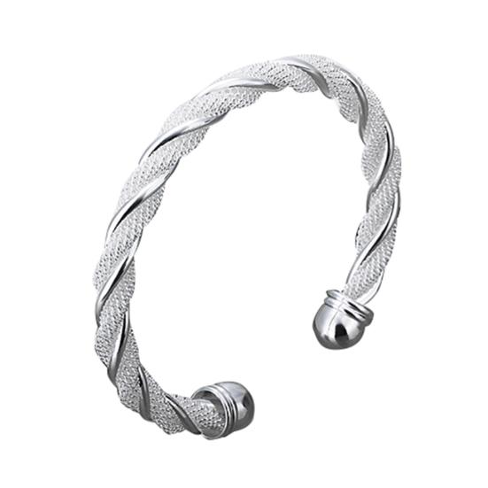 Women's Fashion Simple Silver Plated Twist Cuff Bangle Open Bracelet Jewelry Gift