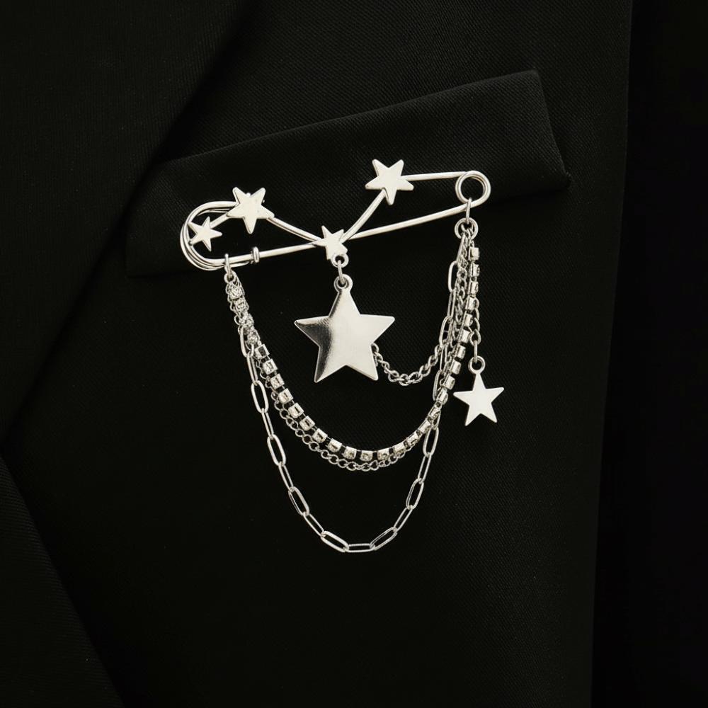 Metal Chain Tassel Chain Pin Butterfly Design Lapel Pin Chain Pendant Brooches Wedding Party