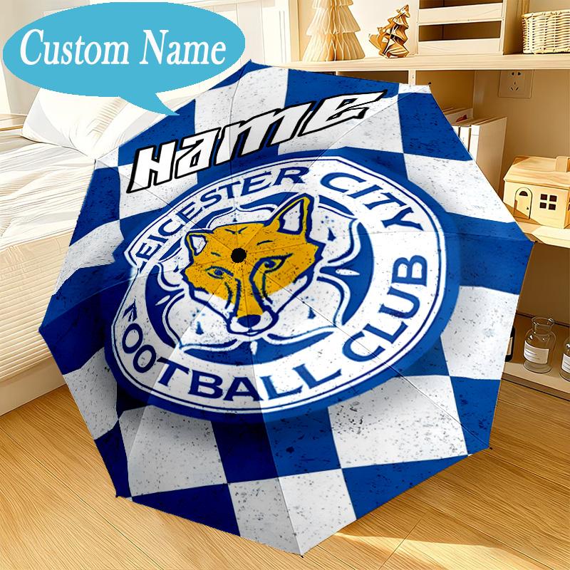 Custom Name Umbrella Leicester Football Club Umbrella 8-Frame for Travel, Camping, Casual Lightweight Portable, Essential for Family Gifts