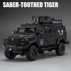 1:24 Swordtooth Tiger Police Car Toy Model Alloy Diecast Explosion Proof Doors Opened Sound Light Vehicle Models for Kids Gifts