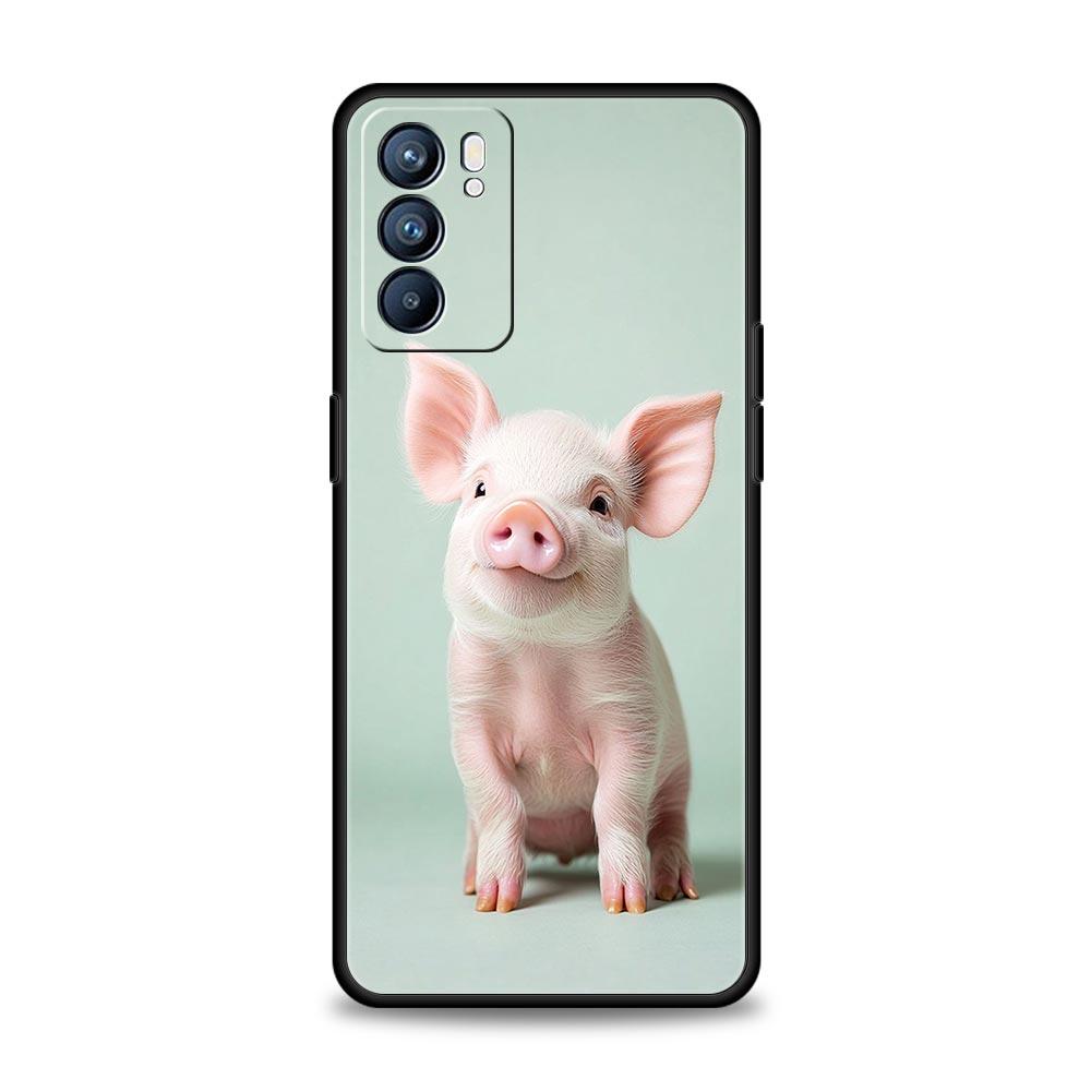 Милый Чехол для Телефона в Виде Свинки Для Oppo A17 A31 A54 A57 A78 A79 A98 Find X5 X6 Reno 6 7 8 10 11 12 13 F Pro 5G Мягкий ТПУ Чехол Fundas Capas
