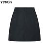 VONDA Женская летняя однотонная свободная юбка с узлом и разрезом