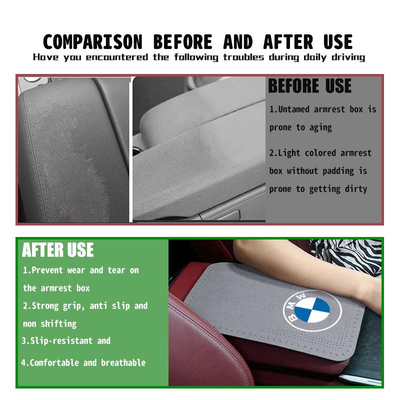 AAB1 Universal Car Seat Protection Center Console Armrest Mat For BMW 1 3 5 7 Series M F01 F20 F10 F13 E52 E53 E60 E93