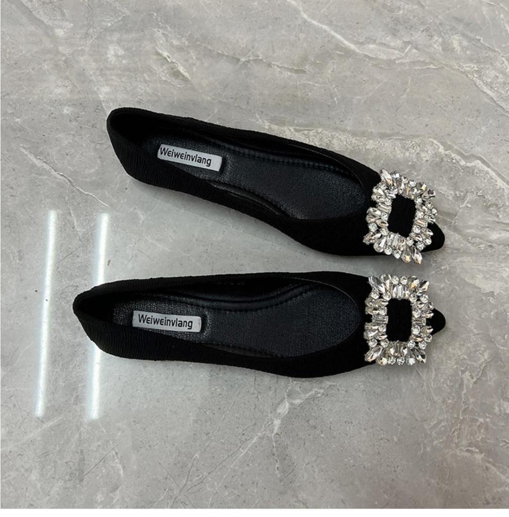 Fashion Flat Shoes Women's 2025 Spring Autumn New Casual Pointed Toe Suede Shallow Mouth Scoop Shoes All-match Ladies Large Size 43 44