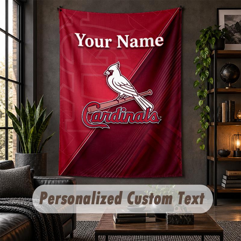 Personalized Wall Tapestry,St. Louis Cardinals Custom Text, Soft Fabric Wall Art For Indoor Decoration
