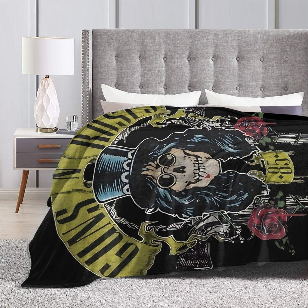 Guns N Roses Band Super Soft Blanket Travel Plush Throw Blanket Graphic Couch Chair Flannel Bedspread Sofa Bed Cover