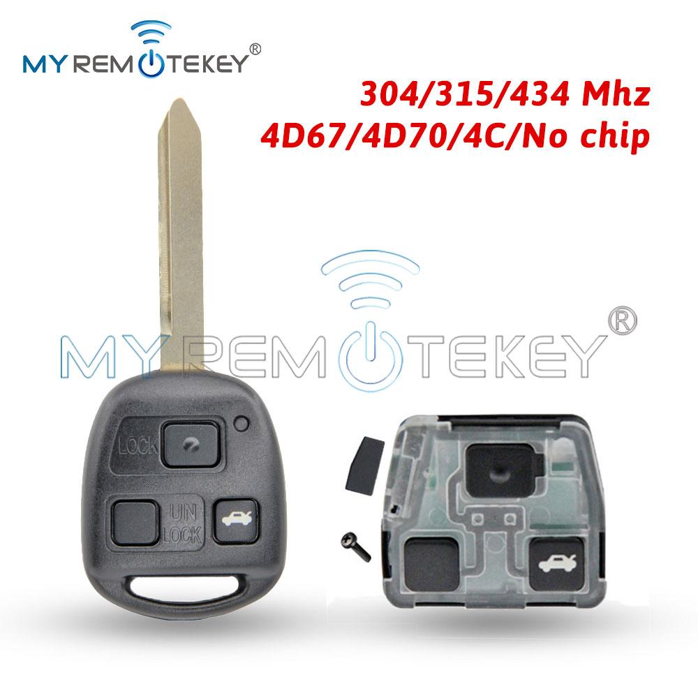 MYREMOTEKEY DENSO Car Remote Key Fob Control 736670-A TOY47 304/315/434 Mhz 3 Button PN 89071-05010 for Toyota Avensis 2004-2009
