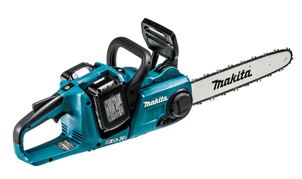 Makita MUC353DPG2 Cordless Chainsaw with 350mm Guide 18V 18V 6Ah Battery Batteries and Charger Bar, Blue, + (Two Included)