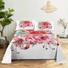 Pink Floral Bed Sheet Set Pillowcase Bedding Linens Cover Flower Queen King Twin Full Size for Single Double Bed Soft Thin