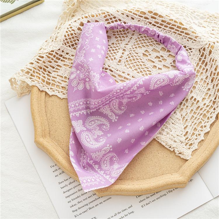 Summer Women Solid Color Head Scarf Vintage Triangle Bandanas Chiffon Elastic Hairbands Children Girl Headbands Hair Accessories