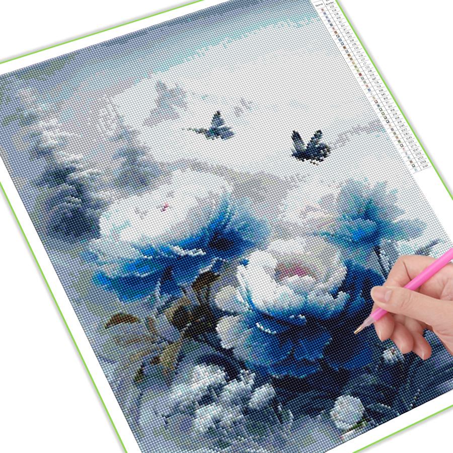 Алмазная картина, новая коллекция 2024, зимняя Пион-бабочка, сделай сам, полная вышивка стразами, цветочная мозаика, наборы для вышивки крестом, Настенный декор