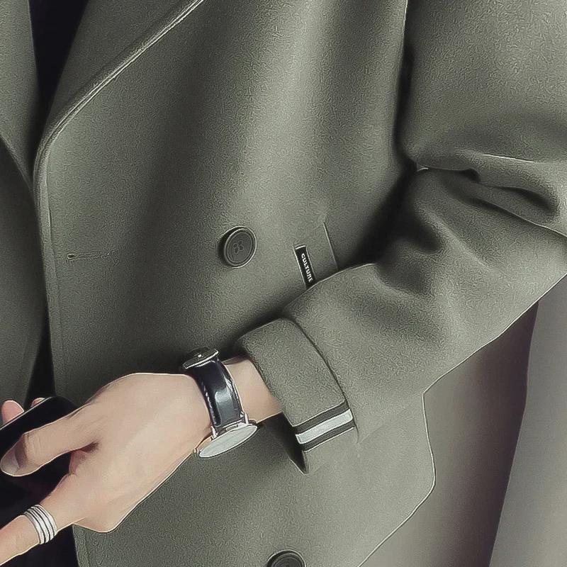 Мужской шерстяной тренчкот в корейском стиле 2020 года — осенне-зимний дизайн в британском стиле