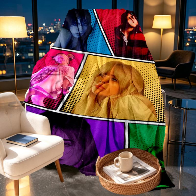 Billie Eilish Print Blanket - Soft & Comfortable, for Bedroom, Travel, Sofa, Home Decoration - Birthday Christmas Gift for Friend