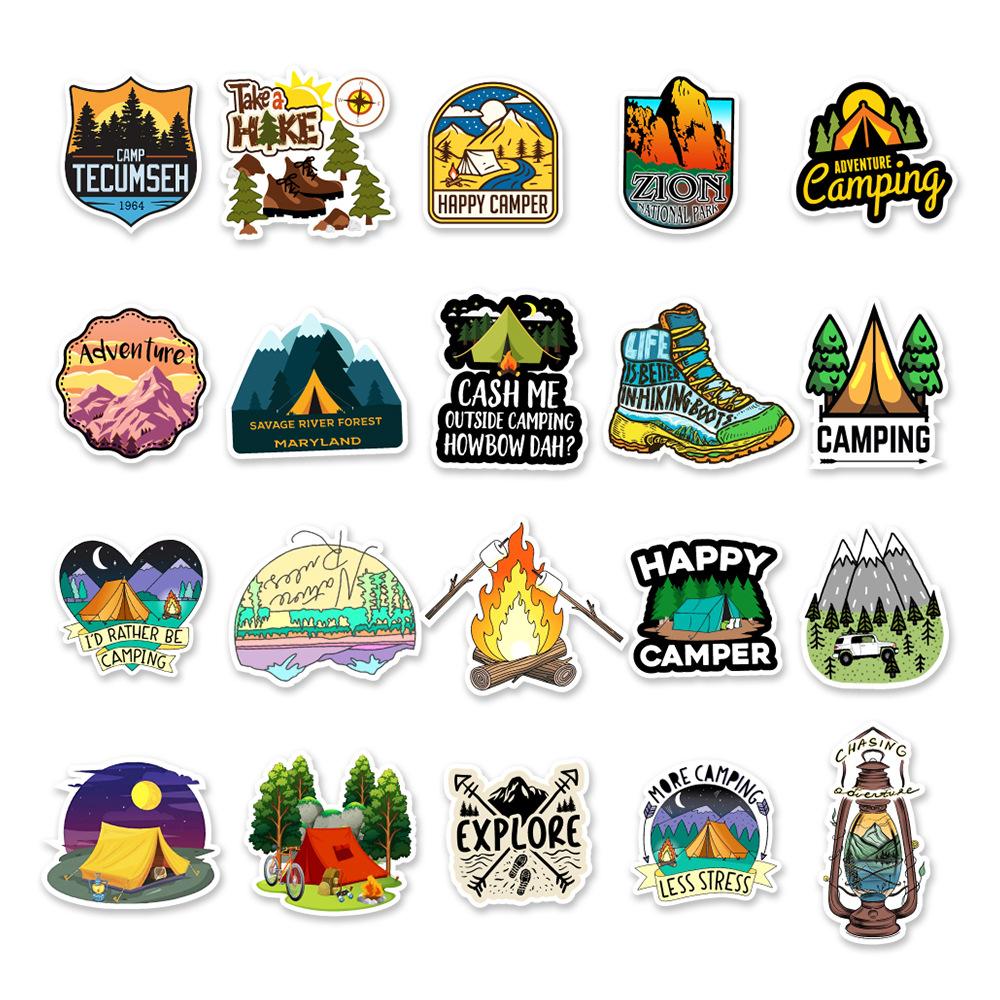 50 Outdoor Scenery Camping 1-Tutorial Notebook Water Cup Doodle Decorative Stickers