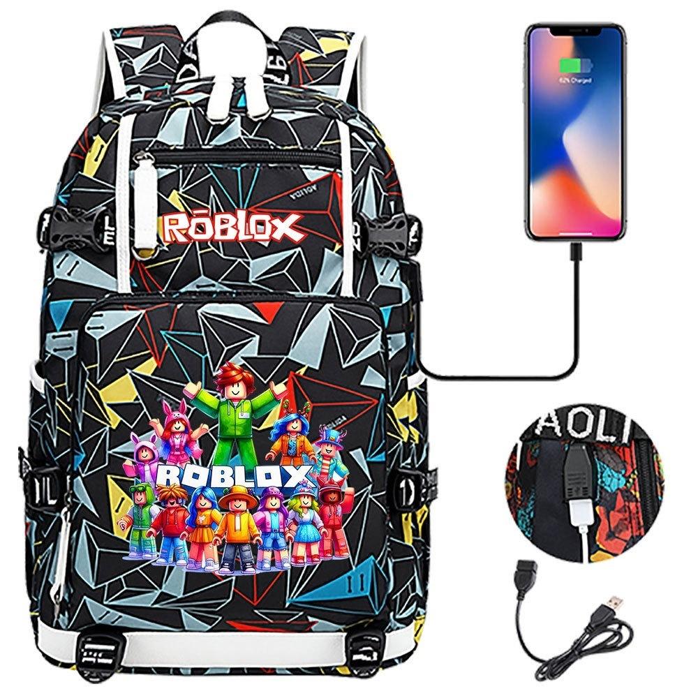 Gaming Print Backpack Large Capacity Travel Bag with USB Charging Port for Middle High School Students Boys Girls Teens