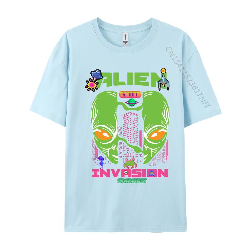 Brand Unisex T Shirt Printed Customized Top Tshirts Alien invasion retro T Shirts Round Collar Free Shipping