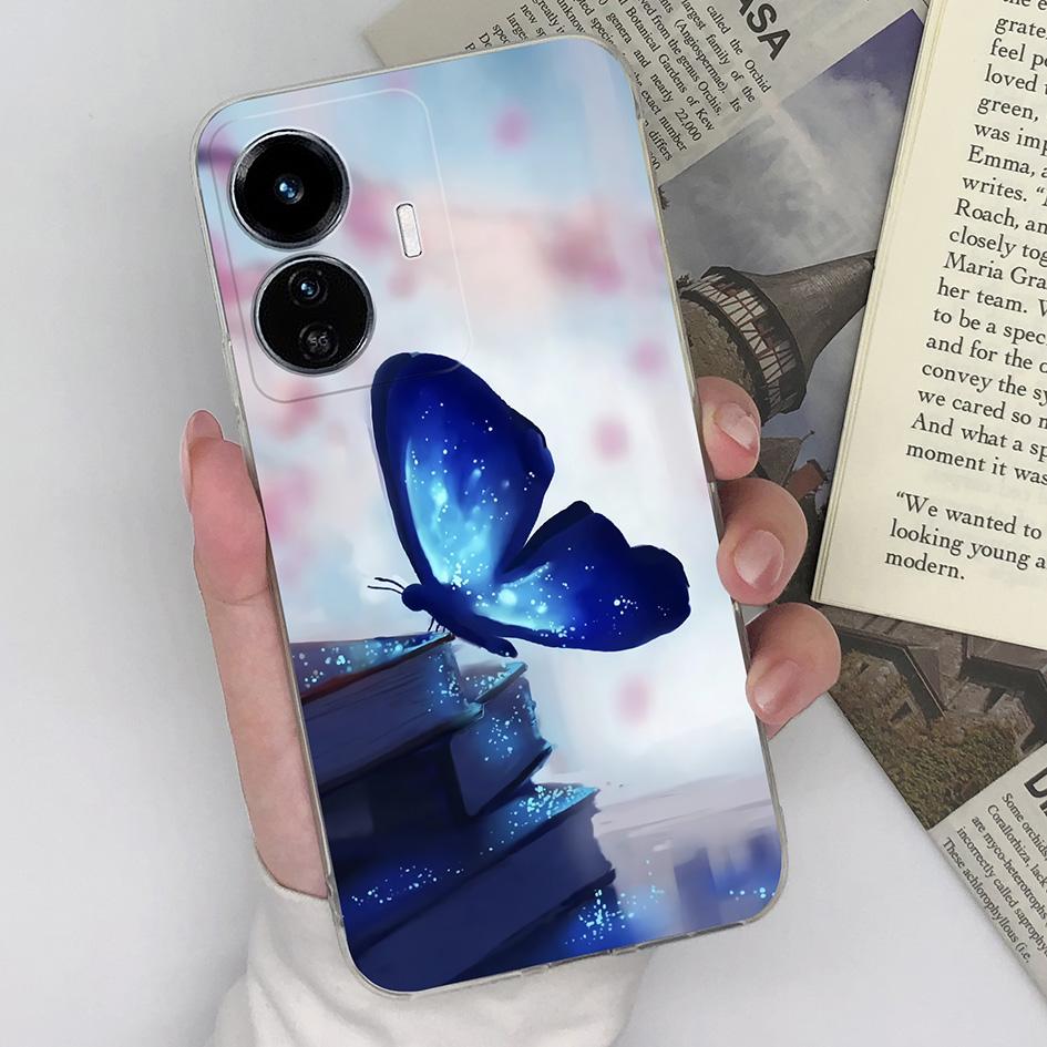 Чехол для Vivo Y97 Y55 Y73 Y75 Y90 Y91C Y51 Y52 Y77e Y83 Y9s задняя крышка Роскошный противоударный прозрачный мягкий силиконовый цветок-бабочка для бампера Vivo
