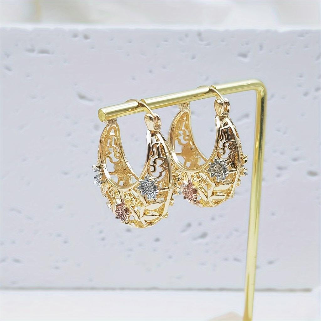 [Элегантные серьги] Элегантные серьги-капли с полым цветочным узором для женщин | Универсальная модная бижутерия на каждый день и для вечеринок, подвеска, цветок