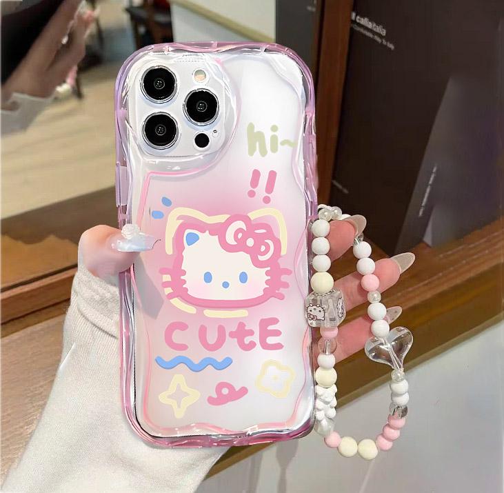 Розовый прозрачный чехол-браслет Hello Kitty для Xiaomi Redmi Note 15 Pro 5G 15 15C 14C 13C 12 Note 14 13 12 Pro Plus 5G