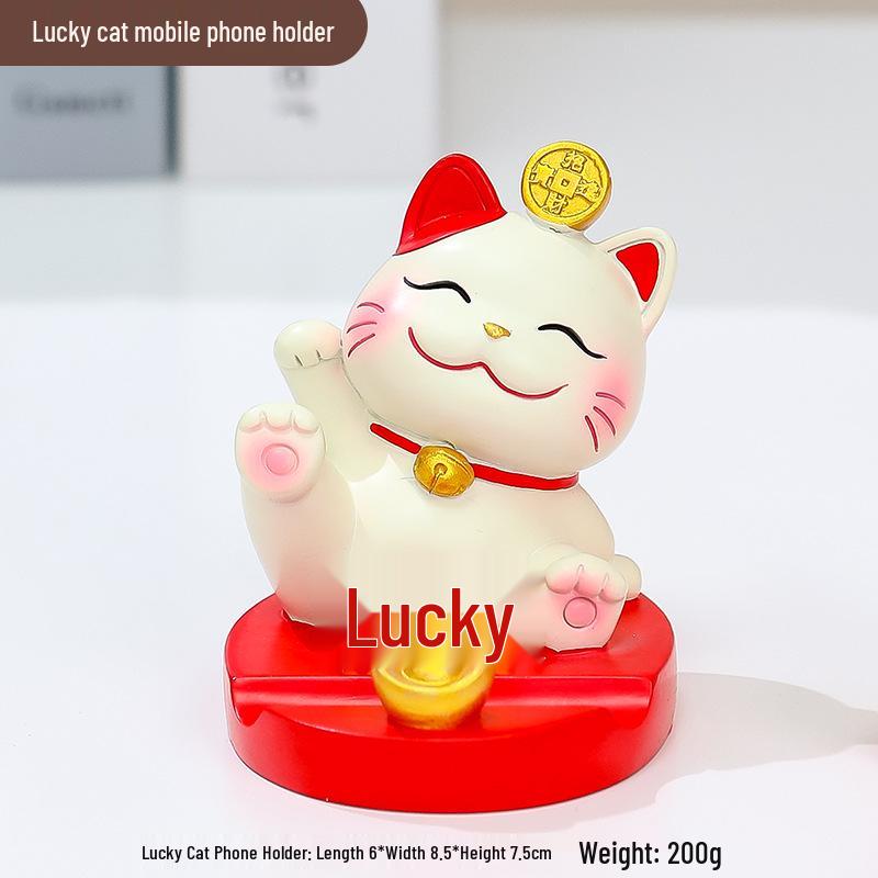Счастливый кот смола держатель для мобильного телефона - Милое украшение для офисного стола, подарок