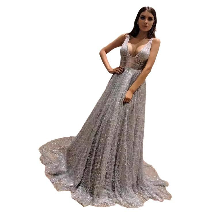 2025 весна и лето новая женская одежда новое платье без рукавов с V-образным вырезом длинное платье