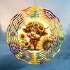 10-inch Sunflower & Highland Cow Wind Spinner - 3D Laser-Cut Metal Art with 360° Rotating Hook, Elegant Geometric Patterns for Garden/Patio Decor