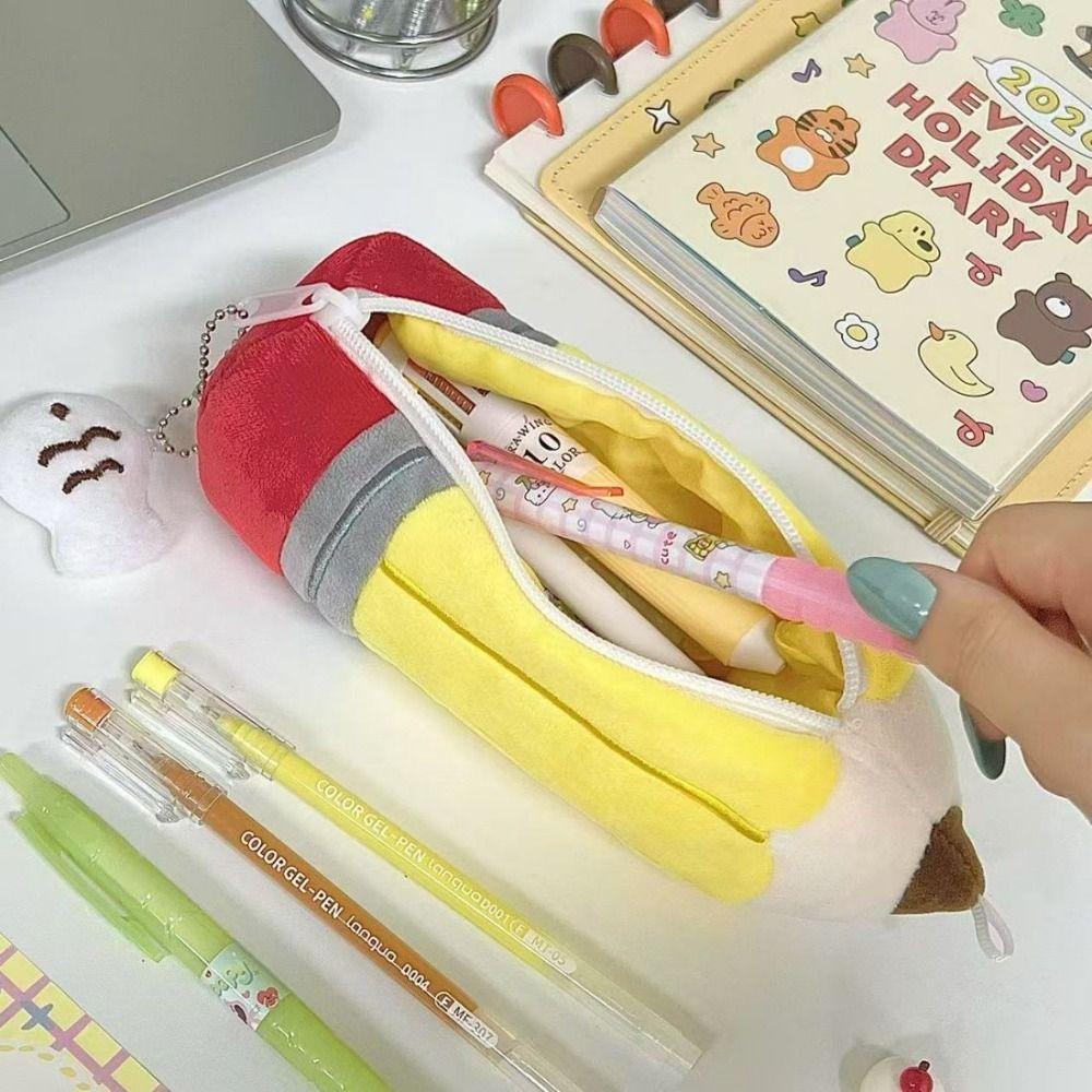 Kawaii Plush Pencil Case Cartoon Stationery Bag Pencil Shaped Bag School Supplies