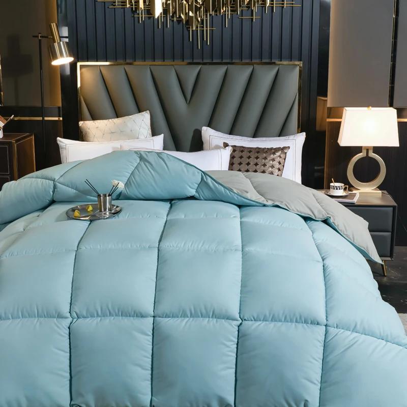 Зимнее хлопковое гусиное пуховое одеяло для пятизвездочного отеля, супермягкое пушистое одеяло размера «queen-king» и «king-size», одеяло Four Seasons