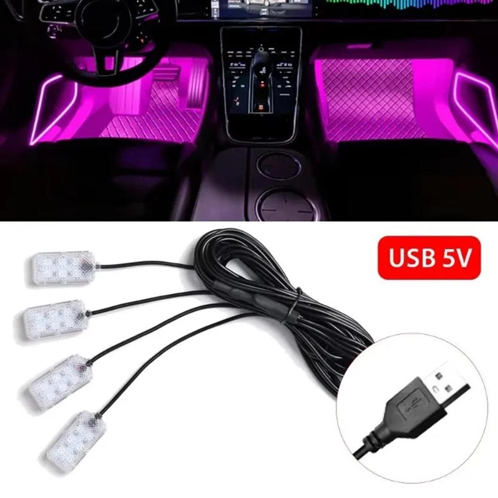 Car Ambient Lighting Music Rhythm Bright Lamp With USB Port LED Car Lights For Truck SUV Tractor Trailer