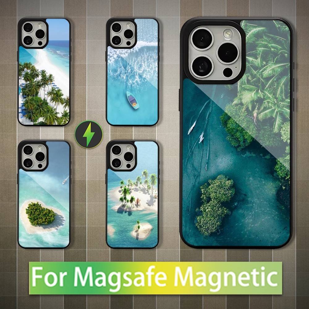 КАРТА ПУТЕШЕСТВИЯ ПО МАЛЬДИВАМ Для iPhone 12, Pro, 16, 15, Mini, 13, 17, Max, 11, 14, Plus, Для Magsafe, Магнитный Чехол для Беспроводной Зарядки