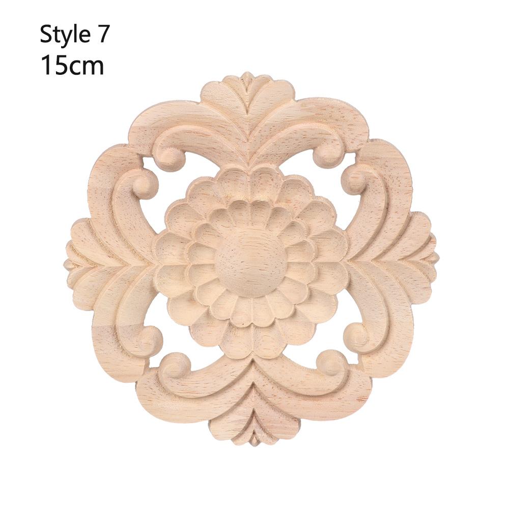 Furniture Parts Wooden Figurines Crafts Wood Carved Woodcarving Decorative Corner Appliques Frame