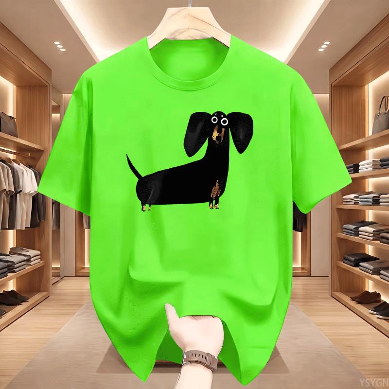 Funny Dachshund With Big Eyes Printed Tshirt Cotton Summer Short Sleeve Tshirt Unisex Unisex Round Neck Casual Soft Tees Clothing