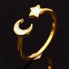 New Golden Treasure Star Moon Open Ring Fashion Versatile Ring